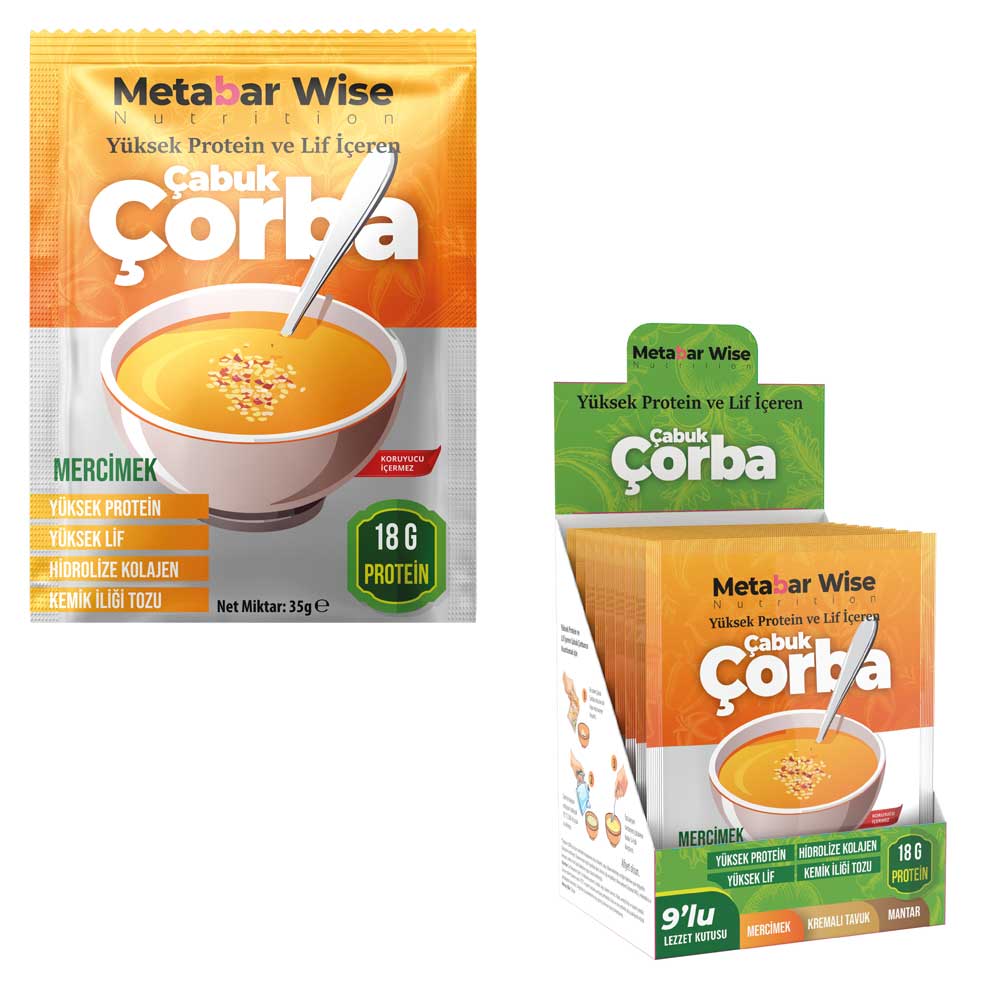 Metabar Wise Yüksek Proteinli Çabuk Meal(Öğün)- Mercimek – 9’lu Kutu