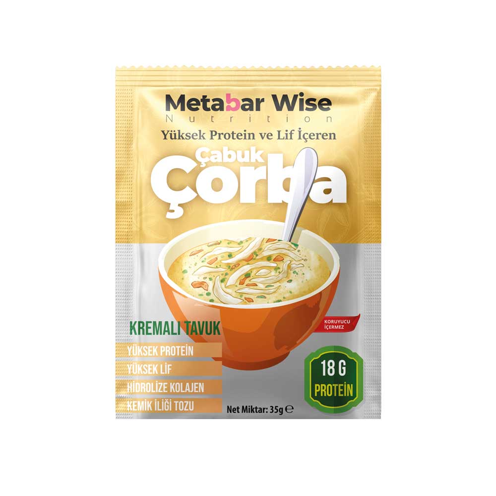 Metabar Wise Yüksek Proteinli Çabuk Meal(Öğün) – Kremalı Tavuk – 9’lu Kutu