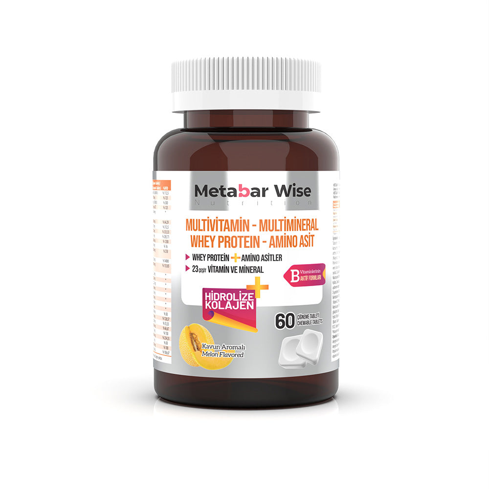 Metabar Wise Whey Protein – Kavun Aromalı Çiğneme Tableti – 60 Tablet
