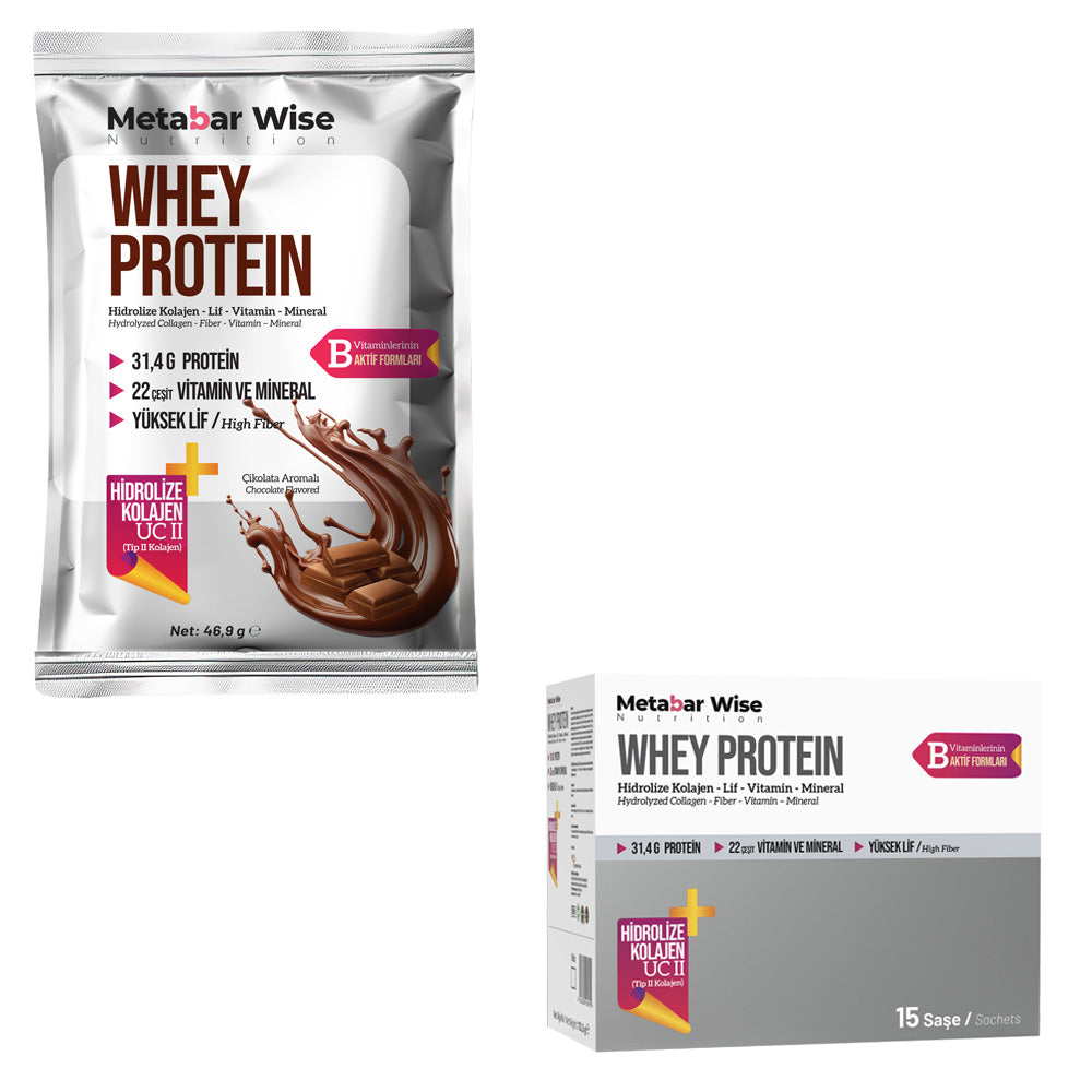 Metabar Wise Whey Protein – Çikolata Aromalı Saşe – 15’li Kutu