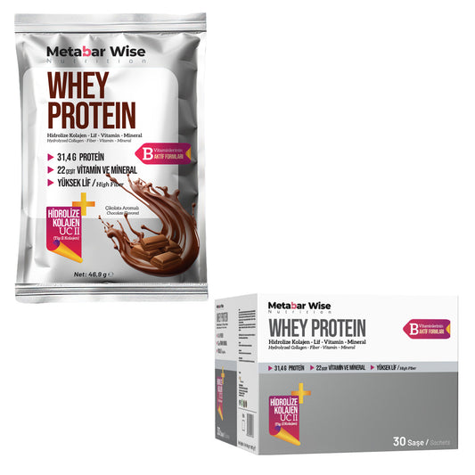 Metabar Wise Whey Protein – Çikolata Aromalı Saşe – 30’lu Kutu