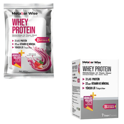 Metabar Wise Whey Protein – Çilek Aromalı Saşe – 7’li Kutu