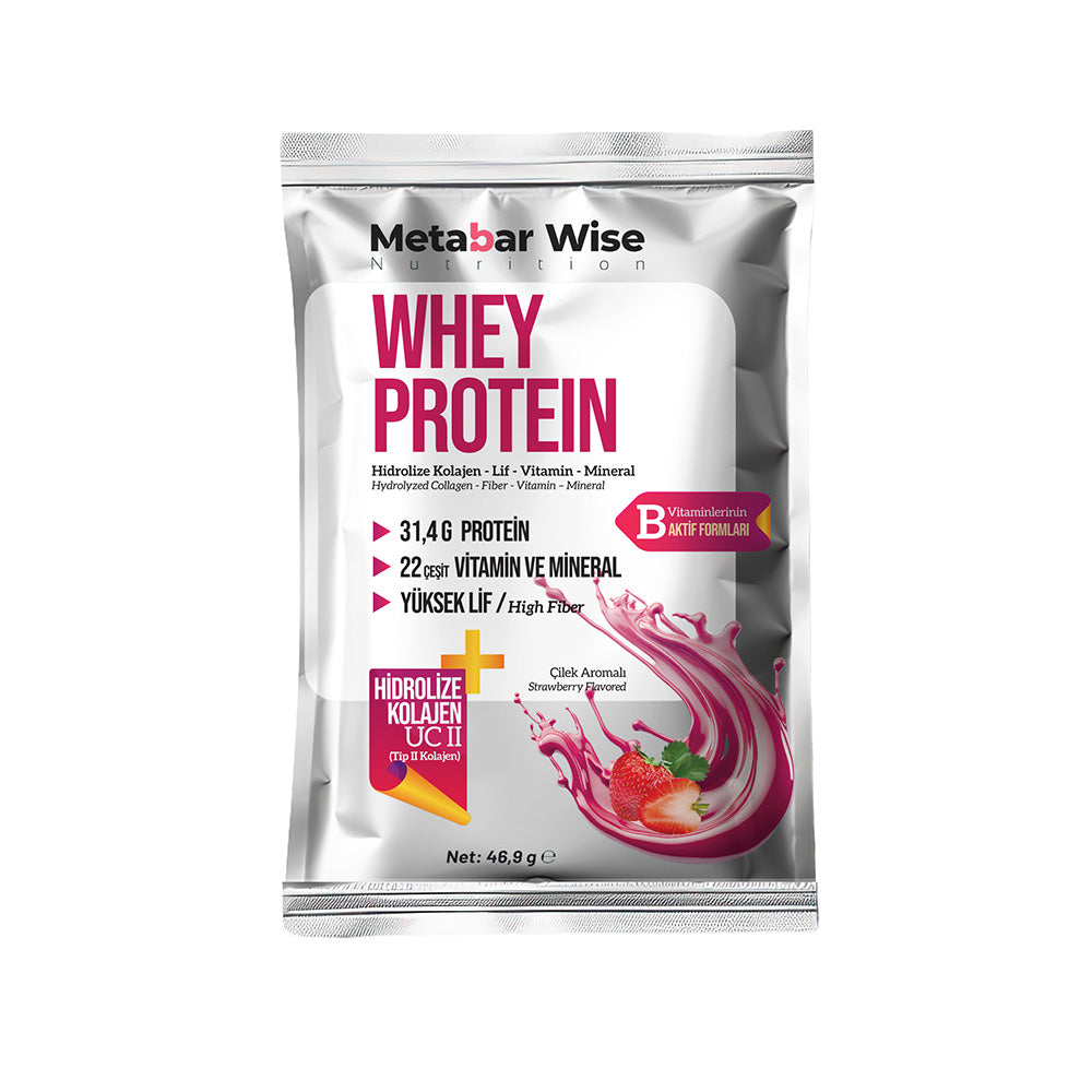 Metabar Wise Whey Protein – Çilek Aromalı Saşe – 30’lu Kutu