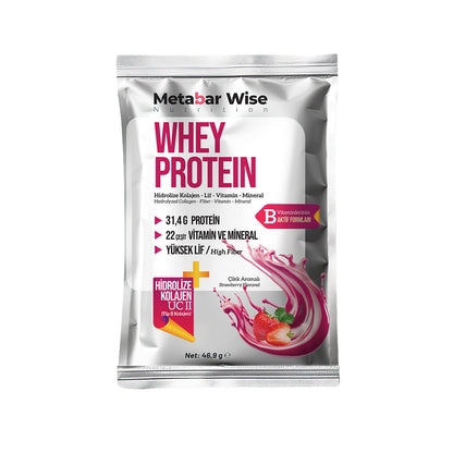 Metabar Wise Whey Protein – Çilek Aromalı Saşe – 15’li Kutu