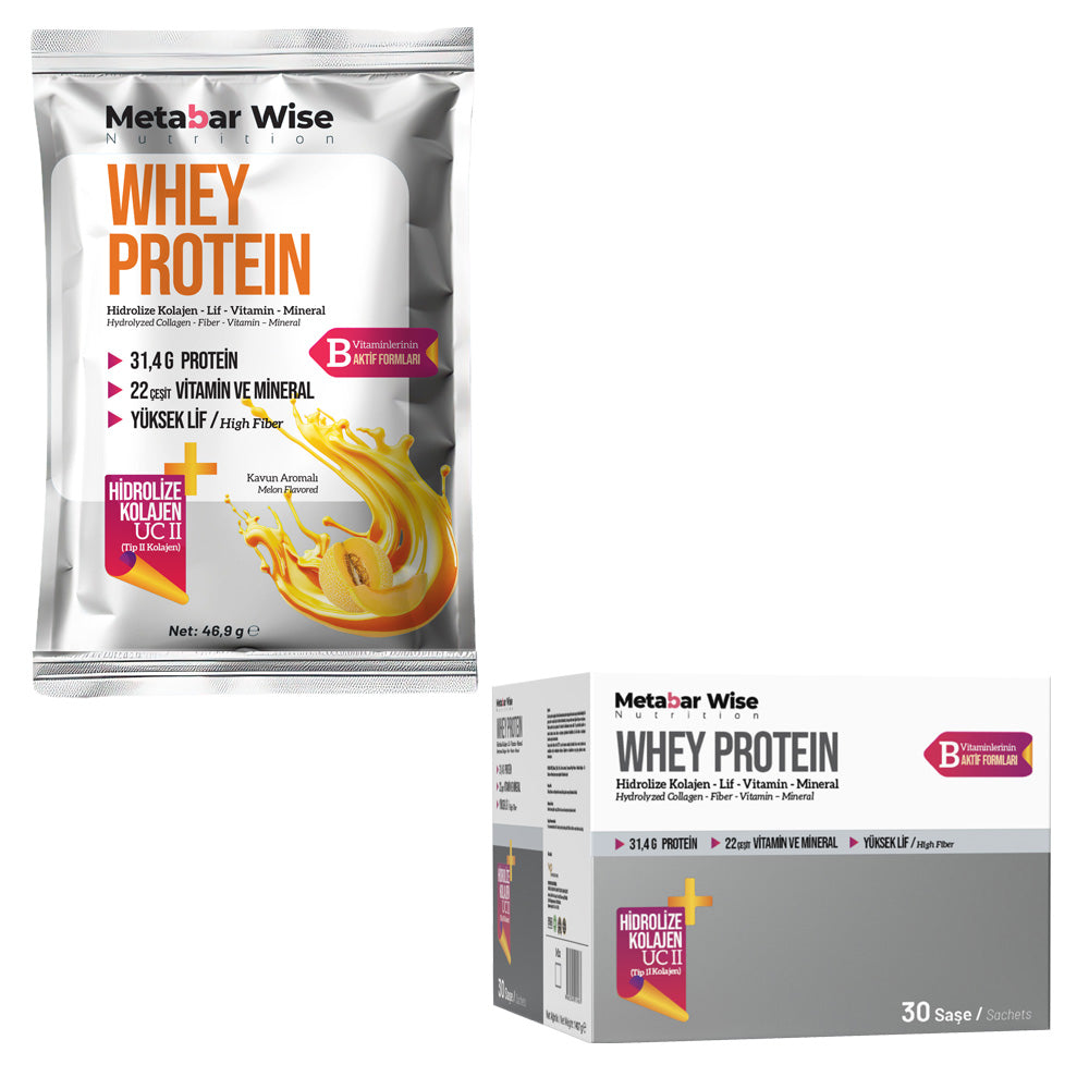 Metabar Wise Whey Protein – Kavun Aromalı Saşe – 30’lu Kutu