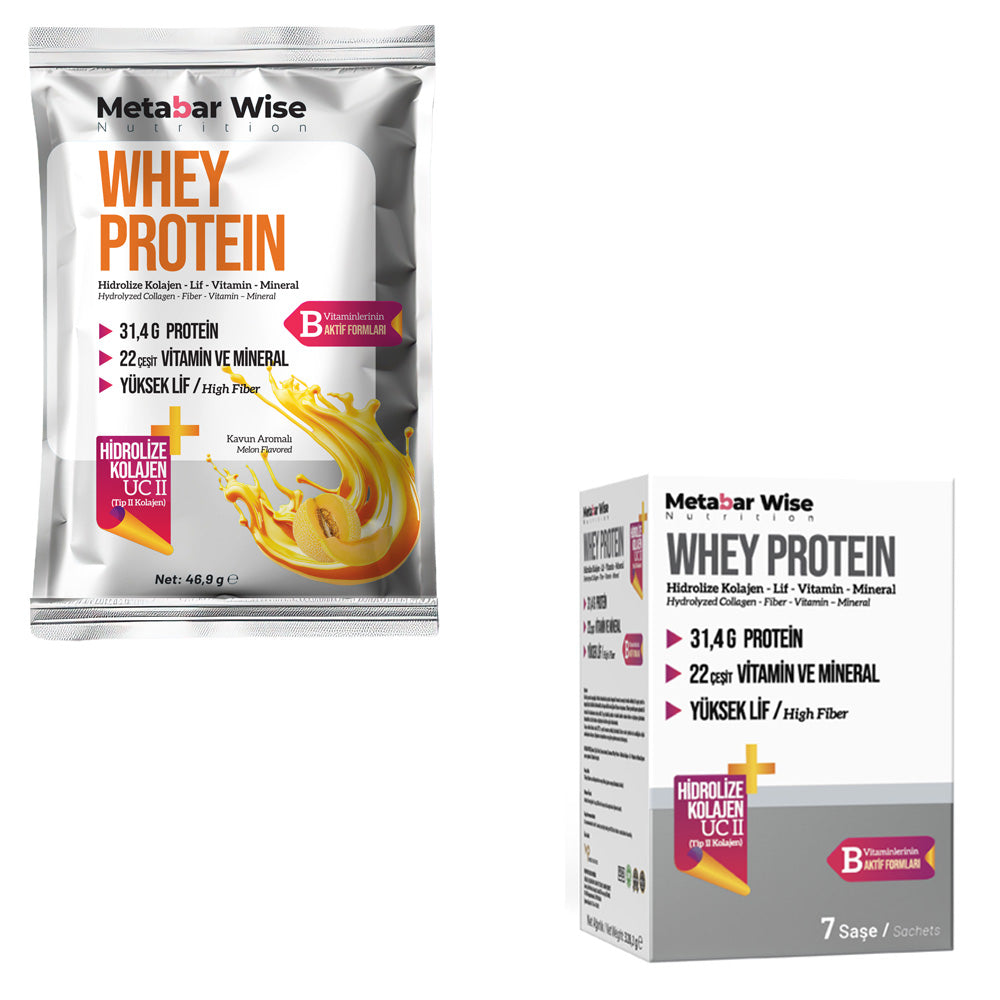 Metabar Wise Whey Protein – Kavun Aromalı Saşe – 7’li Kutu