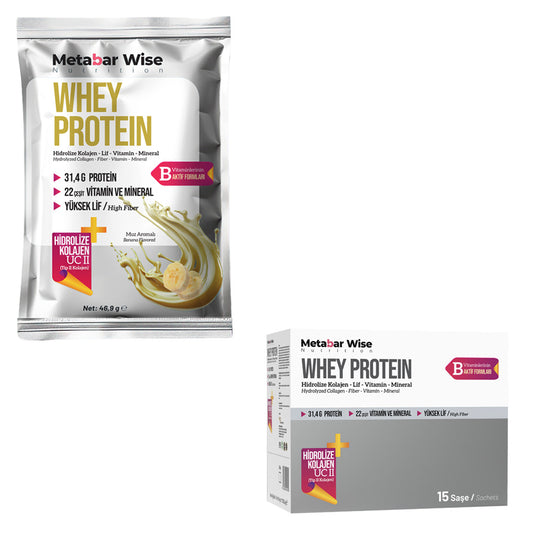 Metabar Wise Whey Protein – Muz Aromalı Saşe – 15’li Kutu