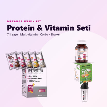 Protein & Vitamin Seti 7'li · Saşe, Multivitamin, Çorba ve Shaker