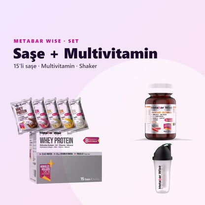 Saşe + Multivitamin Seti 15'li · Saşe, Multivitamin ve Shaker