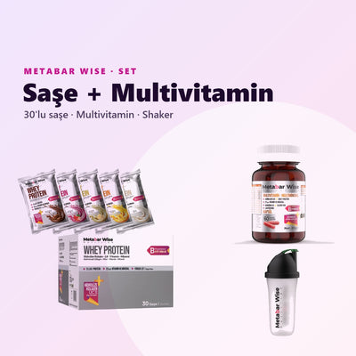 Saşe + Multivitamin Seti 30'lu · Saşe, Multivitamin ve Shaker