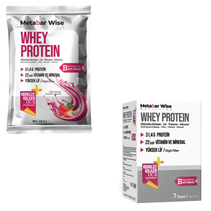 Metabar Wise Whey Protein - Çilek Aromalı Saşe - 7'li Kutu