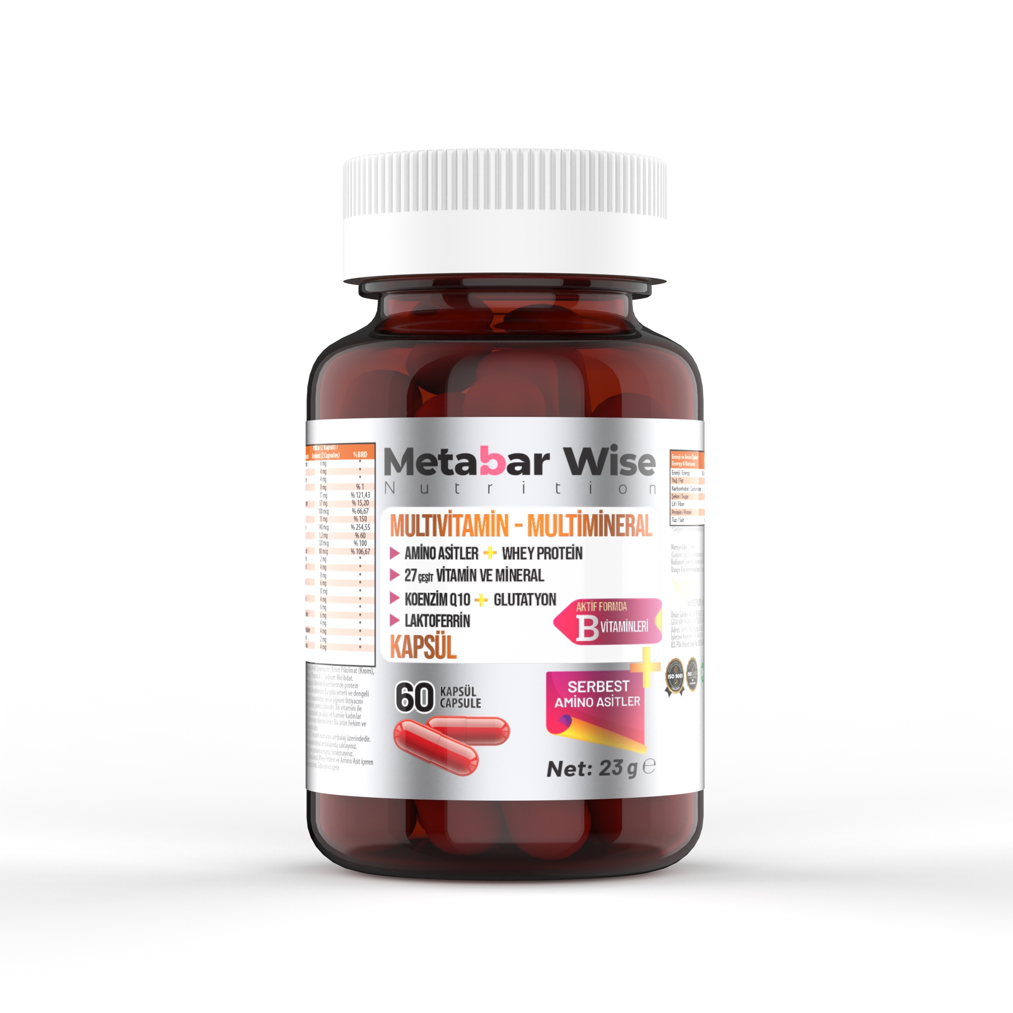 metabar_kirmizi_kapsul.16 Metabar Wise Whey Protein - Multivitamin - 60 Kapsül - Görsel 1